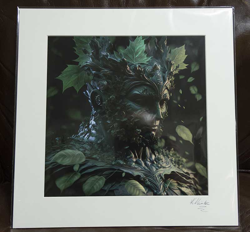 green man card mounted picture