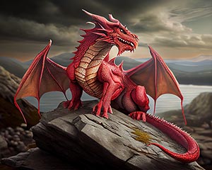 red-welsh-dragon-print